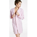 Pink 3D Women's Striped Flannel Long Sleeve Nightshirt